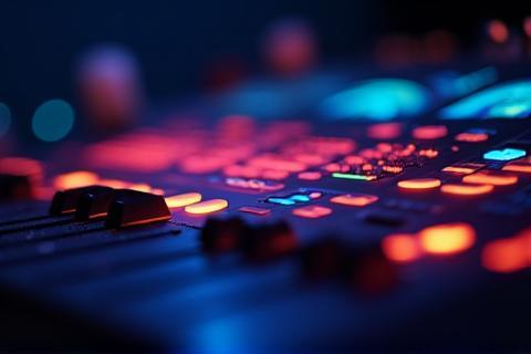 Image representing audio waveform or mixing board for student project